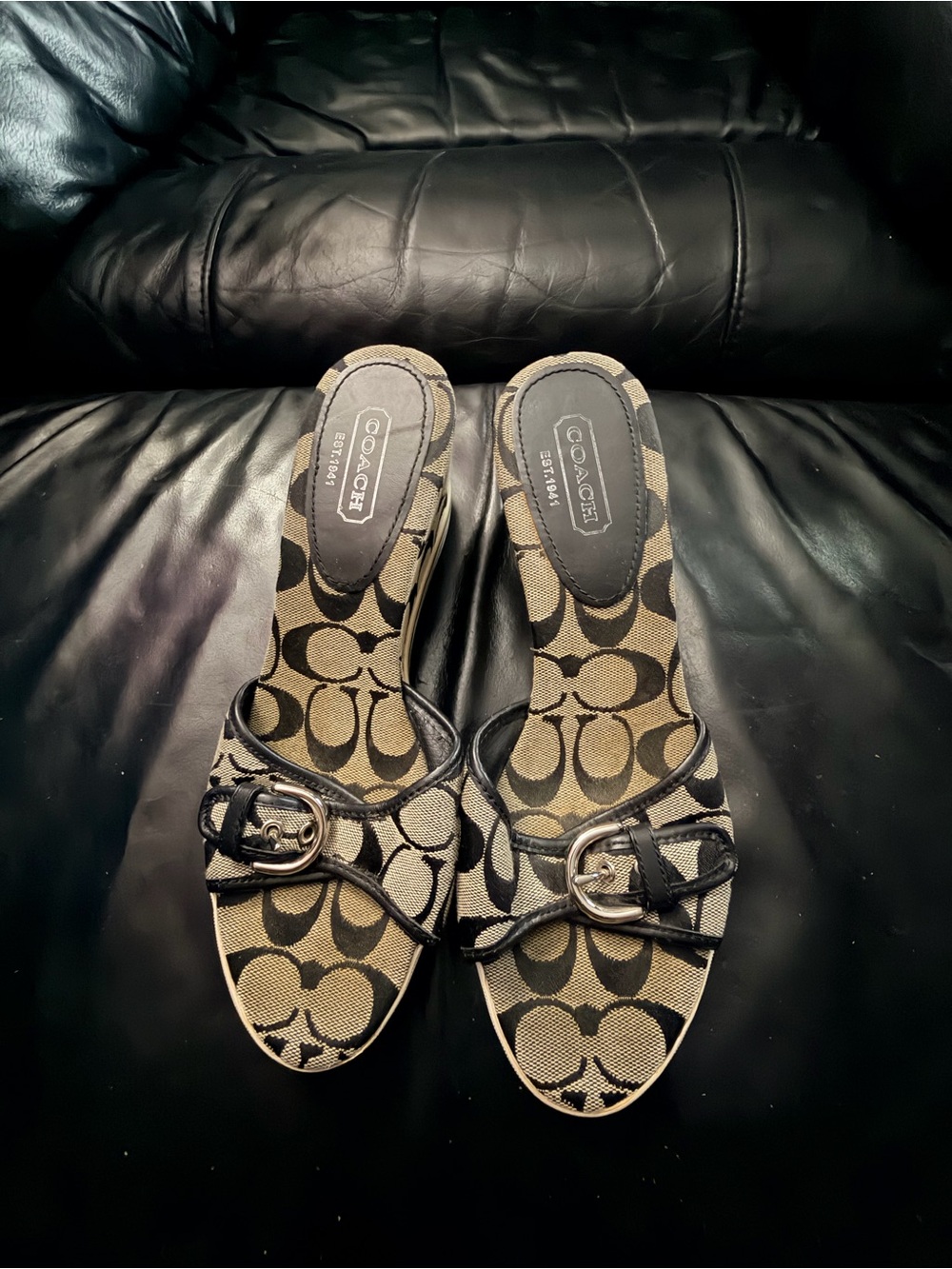 Vintage Coach Monogram Wedges sz 8